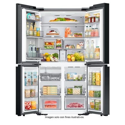 Refrigeradora Bespoke 29pc RF29DB965012AP FDR Samsung 4 puertas, dispensador interior + jarra automática triple enfriamiento flex zone dual ice hielo para whisky color clean white