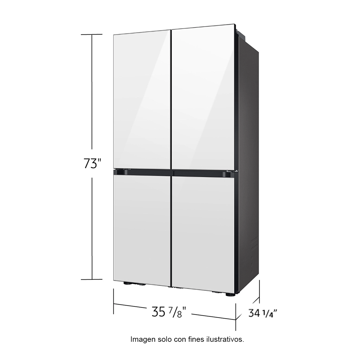 Refrigeradora Bespoke 29pc RF29DB965012AP FDR Samsung 4 puertas, dispensador interior + jarra automática triple enfriamiento flex zone dual ice hielo para whisky color clean white
