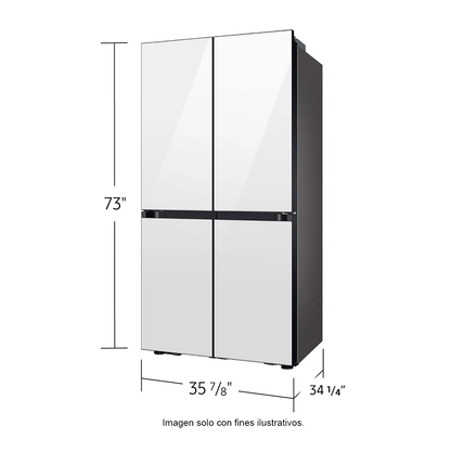 Refrigeradora Bespoke 29pc RF29DB965012AP FDR Samsung 4 puertas, dispensador interior + jarra automática triple enfriamiento flex zone dual ice hielo para whisky color clean white