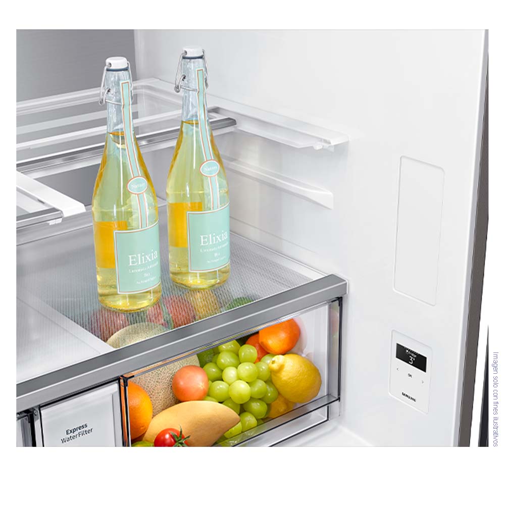 Refrigeradora 4 puertas 23pc RF23DB9650QLAP Samsung con dispensador y ice maker interno