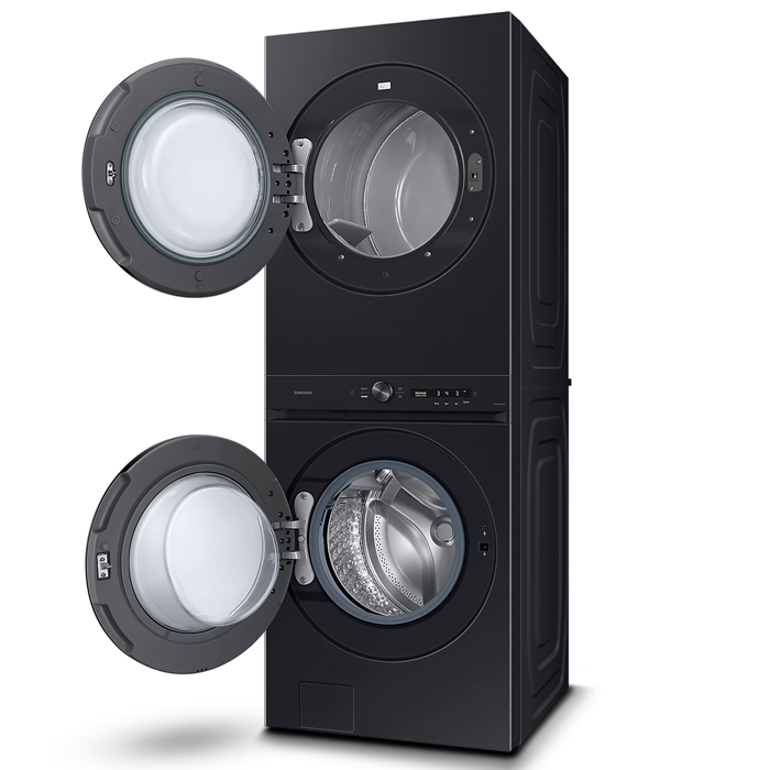 Centro de lavandería y diseño BESPOKE carga frontal 22Kg a Gas WH22DBH570PVAP tecnología Smart Samsung color negro cepillado
