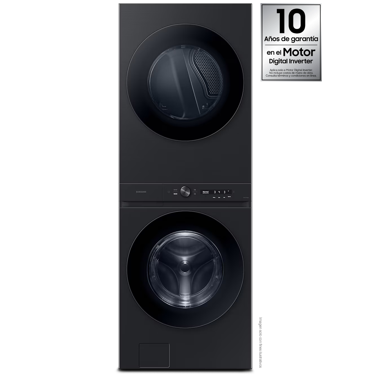 Centro de lavandería y diseño BESPOKE carga frontal 22Kg a Gas WH22DBH570PVAP tecnología Smart Samsung color negro cepillado