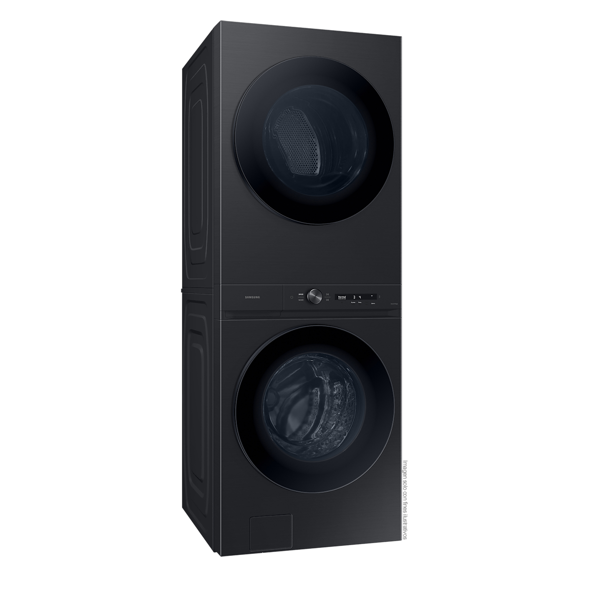 Centro de lavandería y diseño BESPOKE carga frontal 22Kg a Gas WH22DBH570PVAP tecnología Smart Samsung color negro cepillado