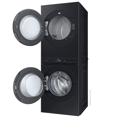 Centro de lavandería y diseño BESPOKE carga frontal 22Kg a Gas WH22DBH570PVAP tecnología Smart Samsung color negro cepillado