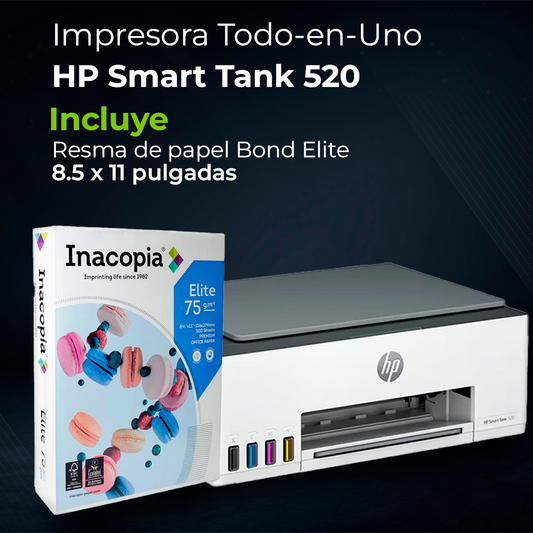 Combo impresor multifuncional Smart Tank 520 AIO + resma de papel Elite Premium