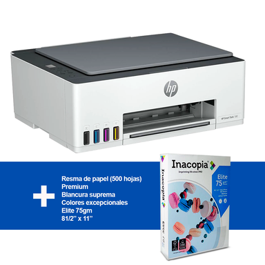 Combo impresora HP multifuncional Smart Tank 580 + resma de papel Elite 75g