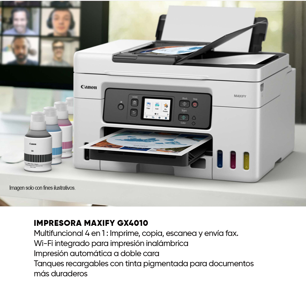 Combo impresora multifuncional GX4010 Canon + resma de papel Elite 75gms