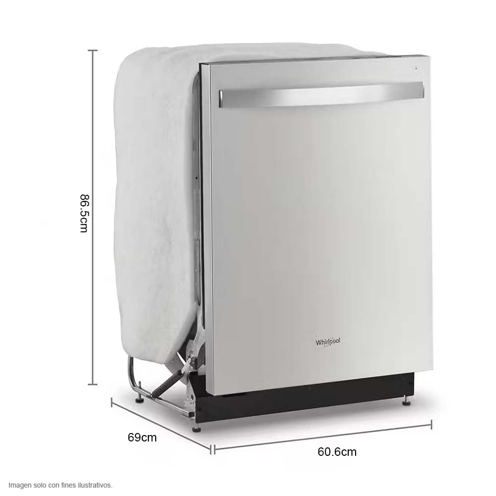 Lavaplatos 24" WDT730HAMZ  whirlpool acero inoxidable, mandos ocultos, tecnología Fan Drying