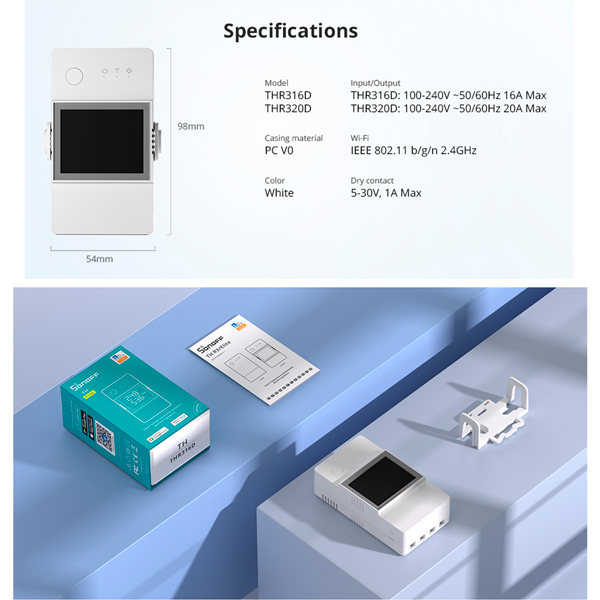 Interruptor medidor temperatura&humedad THR3 16D wifi sonoff