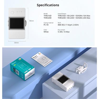 Interruptor medidor temperatura&humedad THR3 16D wifi sonoff