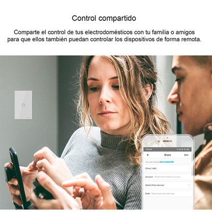 Interruptor sencillo táctil blanco T0-1C Smart WI-FI SONOFF