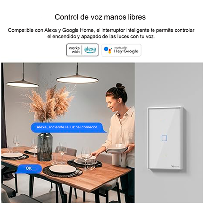 Interruptor sencillo táctil blanco T0-1C Smart WI-FI SONOFF