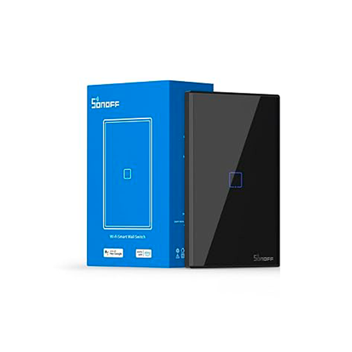 Interruptor sencillo táctil negro T3-1C Smart Wi-Fi SONOFF.