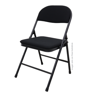 Silla plegable con tela color negro DC-98017N, usos múltiples.