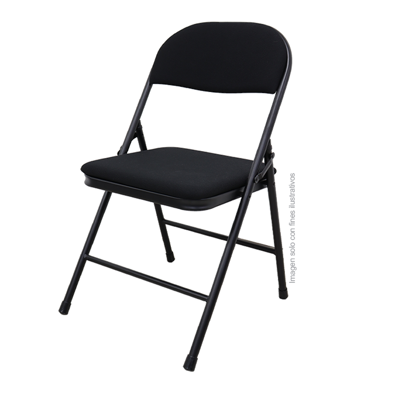 Silla plegable con tela color negro DC-98017N, usos múltiples.