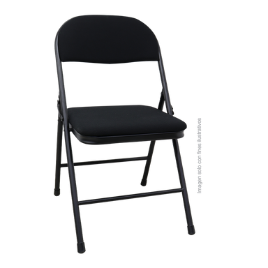 Silla plegable con tela color negro DC-98017N, usos múltiples.