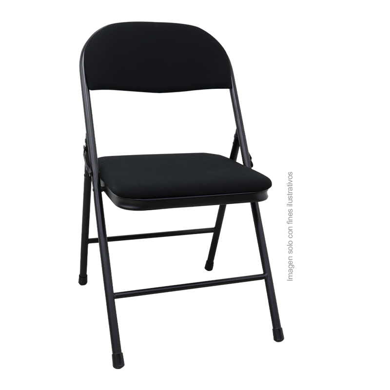 Silla plegable con tela color negro DC-98017N, usos múltiples.