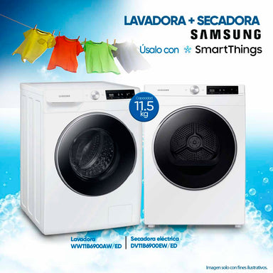 Combo de lavadora + secadora 11.5kg de carga frontal WW11B6900AW/ED + DV11B690 Samsung