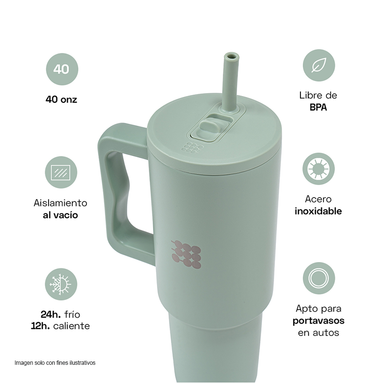 Termo para agua, 40 oz, CT-TUMB3M, Cubitt, acero inoxidable, verde menta