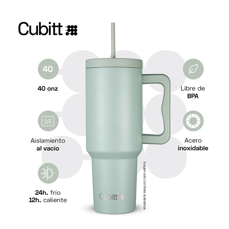 Termo para agua, 40 oz, CT-TUMB3M, Cubitt, acero inoxidable, verde menta