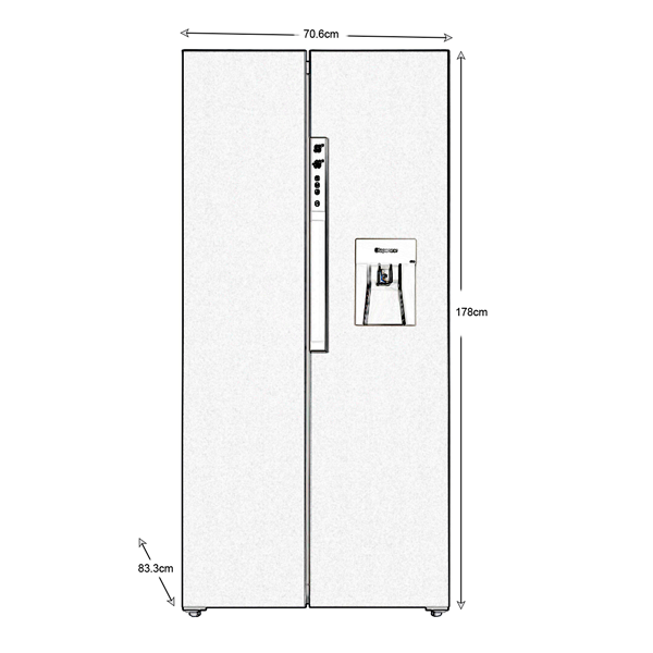 Refrigeradora Sankey RF20IN88BD Side by Side Inverter de 17.76pc dispensador con de agua diseño de lujo color negro