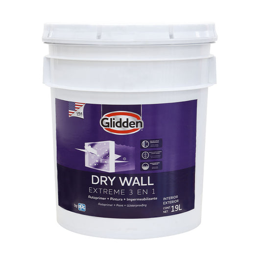 Pintura Dry Wall Extreme Glidden 3 en 1 INT mate tanque de 5 galones 19A0276722