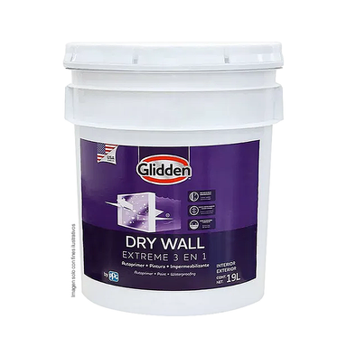 Pintura Dry Wall Extreme Glidden 3 en 1 satín tanque de 5 galones