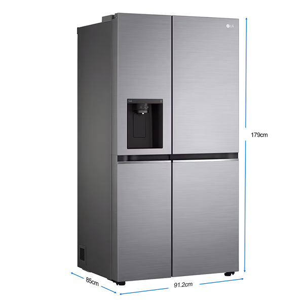 Refrigeradora 27.1pc LG modelo GS75SPP Side By Side Inverter  multiaire flow hygene fresh smart diagnosis acero inoxidable dispensador de agua ice maker luz led bandejas de vidrio templado.