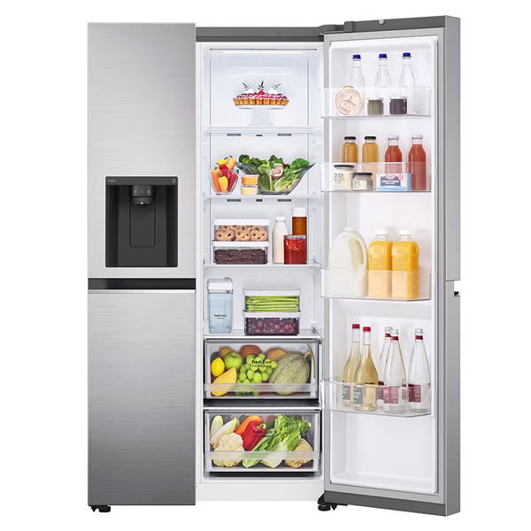 Refrigeradora 27.1pc LG modelo GS75SPP Side By Side Inverter  multiaire flow hygene fresh smart diagnosis acero inoxidable dispensador de agua ice maker luz led bandejas de vidrio templado.