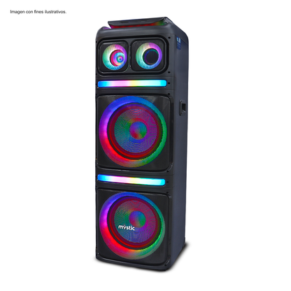 Party icon two ,MY-PS1245U Mystic, audio con Bluetooth, Micrófono inalámbrico UHF,Radio FM,Luz LED, 150W RMS