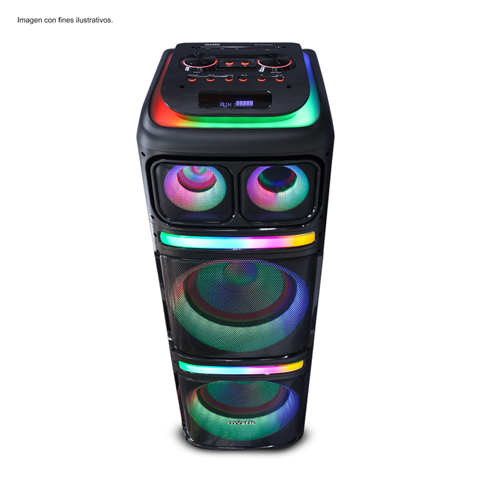 Party icon two ,MY-PS1245U Mystic, audio con Bluetooth, Micrófono inalámbrico UHF,Radio FM,Luz LED, 150W RMS
