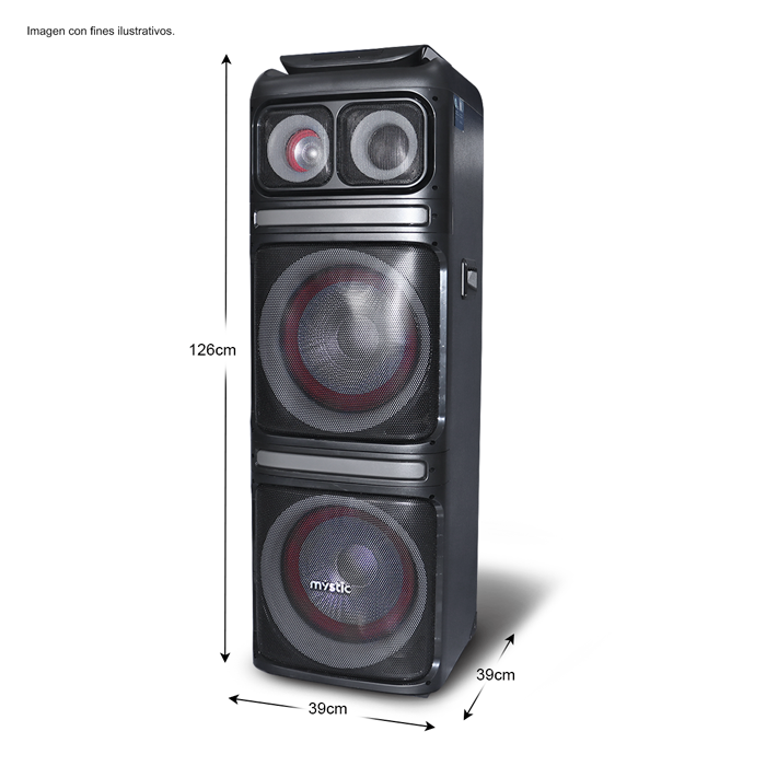 Party icon two ,MY-PS1245U Mystic, audio con Bluetooth, Micrófono inalámbrico UHF,Radio FM,Luz LED, 150W RMS