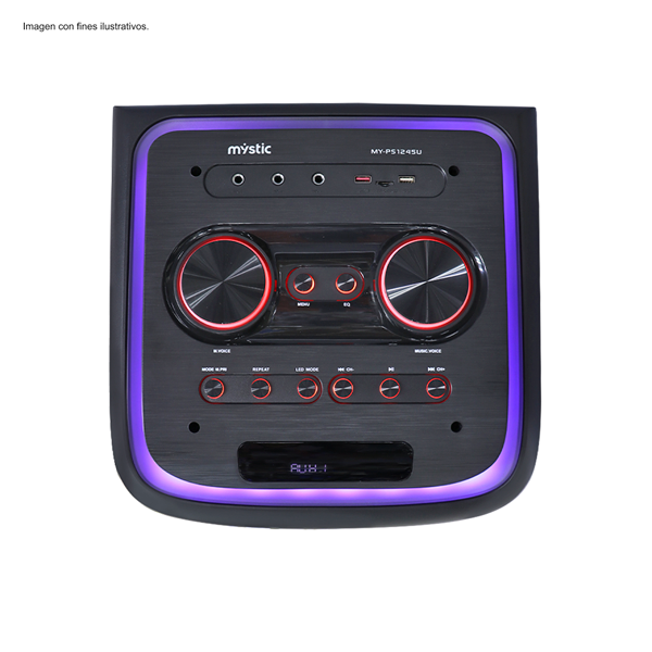 Party icon two ,MY-PS1245U Mystic, audio con Bluetooth, Micrófono inalámbrico UHF,Radio FM,Luz LED, 150W RMS