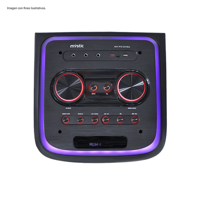 Party icon two ,MY-PS1245U Mystic, audio con Bluetooth, Micrófono inalámbrico UHF,Radio FM,Luz LED, 150W RMS