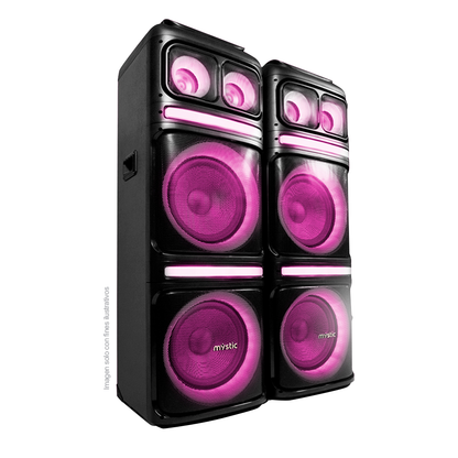Sound max MY-PS492U Mystic, audio con Bluetooth, micrófono inalámbrico UHF, Radio FM, Luz LED. 120W RMS x 2