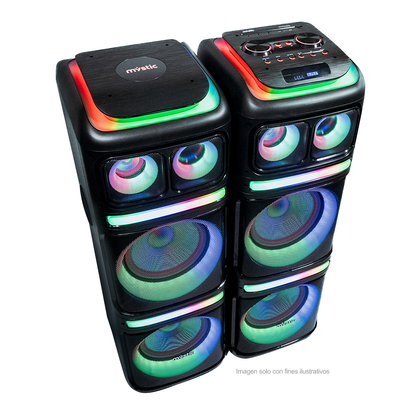 Sound max MY-PS492U Mystic, audio con Bluetooth, micrófono inalámbrico UHF, Radio FM, Luz LED. 120W RMS x 2