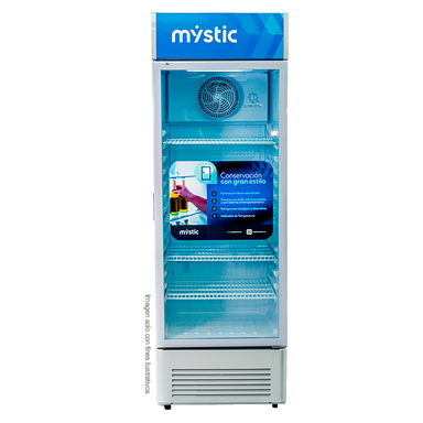 Enfriador Vitrina Vertical 300 litros MY-ENF300L Mystic, acabado en acero inoxidable blanco, enfriamiento rápido y cerradura con llave.