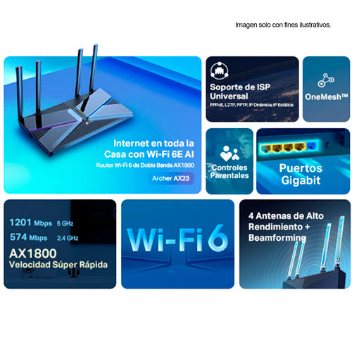 Router Doble Banda WI-FI 6  AX1800 Archer AX23 TP-Link  Gigabit.