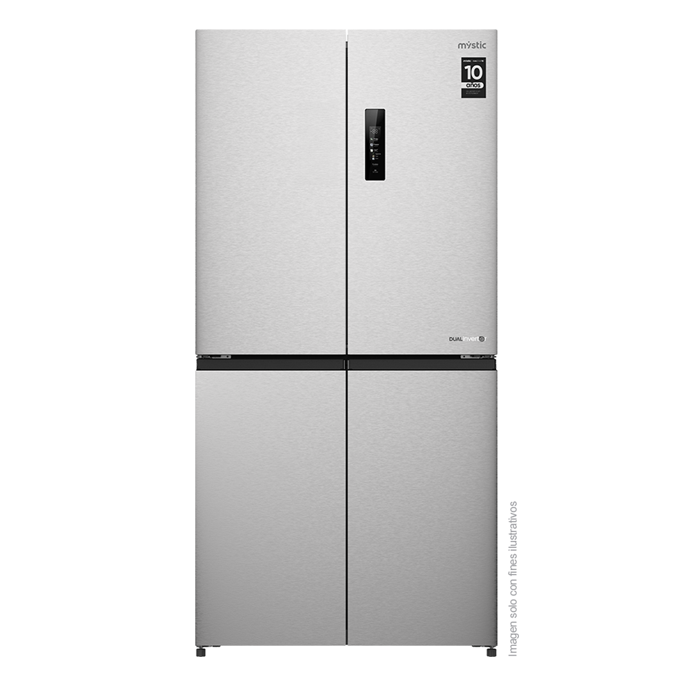 Refrigeradora 17.76pc RF-4DNV550L-SS Mystic Cross Door DUAL Inverter, No Frost, acabado acero inoxidable, 3 zonas de temperatura, metal cooling