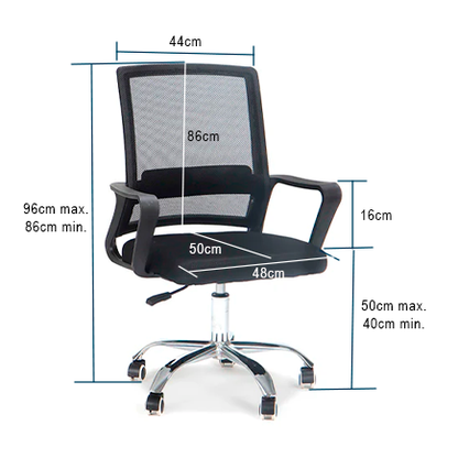 Silla de oficina FC-27 color negro base cromada