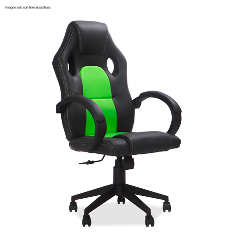 Silla Gaming CDC-206GN cuerina color negro y verde