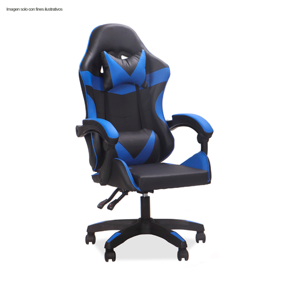 Silla Gaming CDC-207BL cuerina color negro y azul