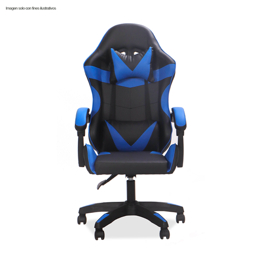 Silla Gaming CDC-207BL cuerina color negro y azul