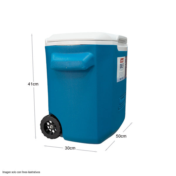 Hielera 28Qts 2160822 Coleman serie Chiller en color azul con ruedas