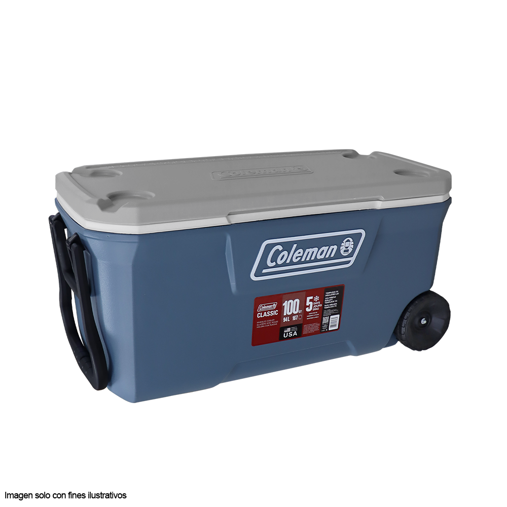 Hielera 100 Qts 2187695 serie 316 Coleman con ruedas color azul marino con gris