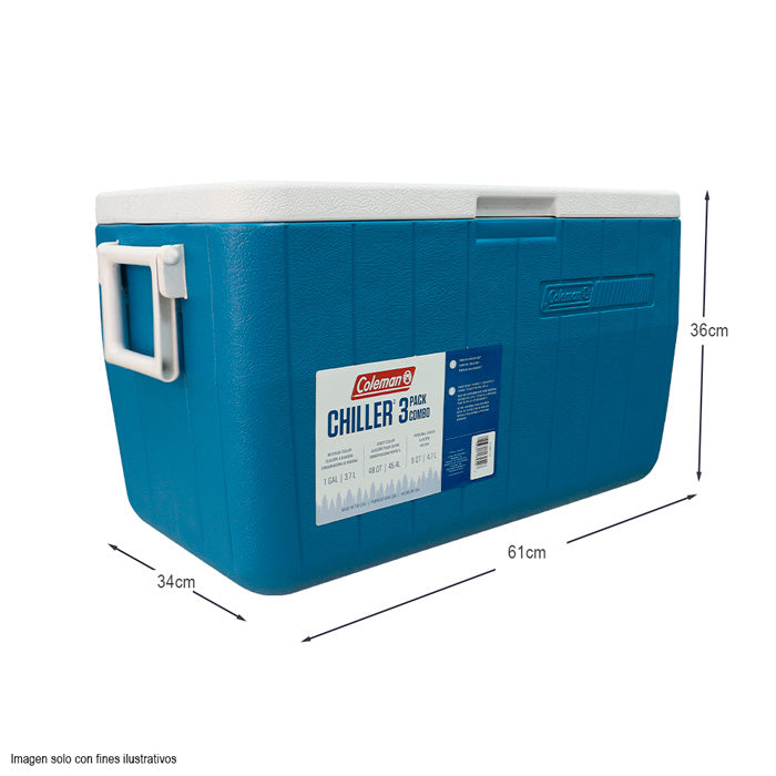 Hielera 3 piezas 2199113 Coleman serie Chiller 48QT, 9DT, 1GL.