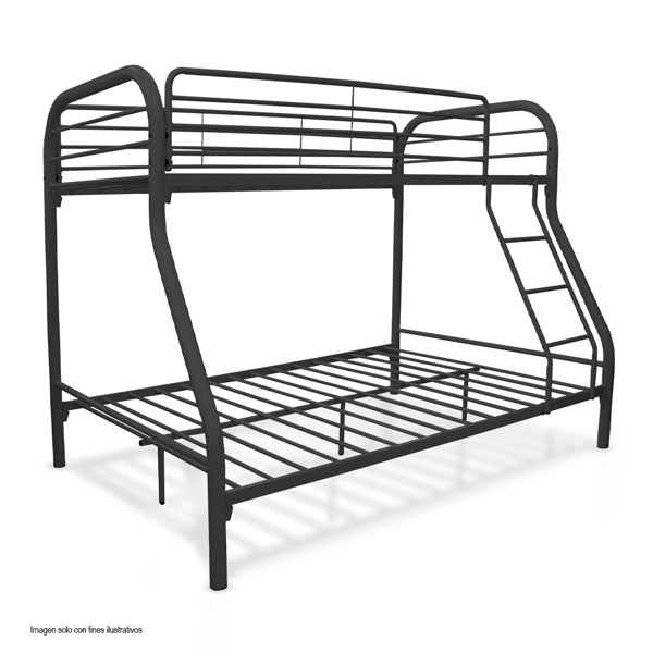 Cama camarote (litera) tubular twin/full negro P1985-0011