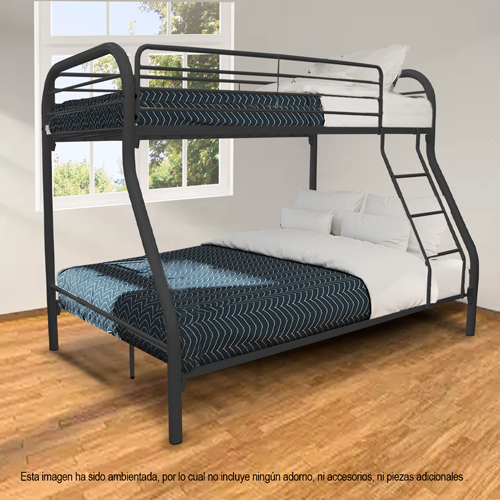 Cama camarote (litera) tubular twin/full negro P1985-0011