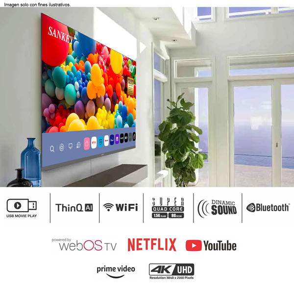 Televisor LED Smart de 85" 4K modelo CLEDQ85WD Sankey