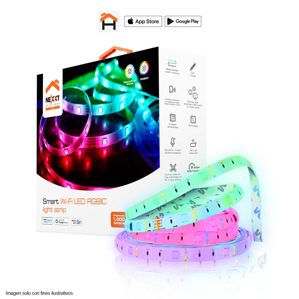 Cinta LED Smart RGBIC de 5m NHB-S613 110-220V Nexxt